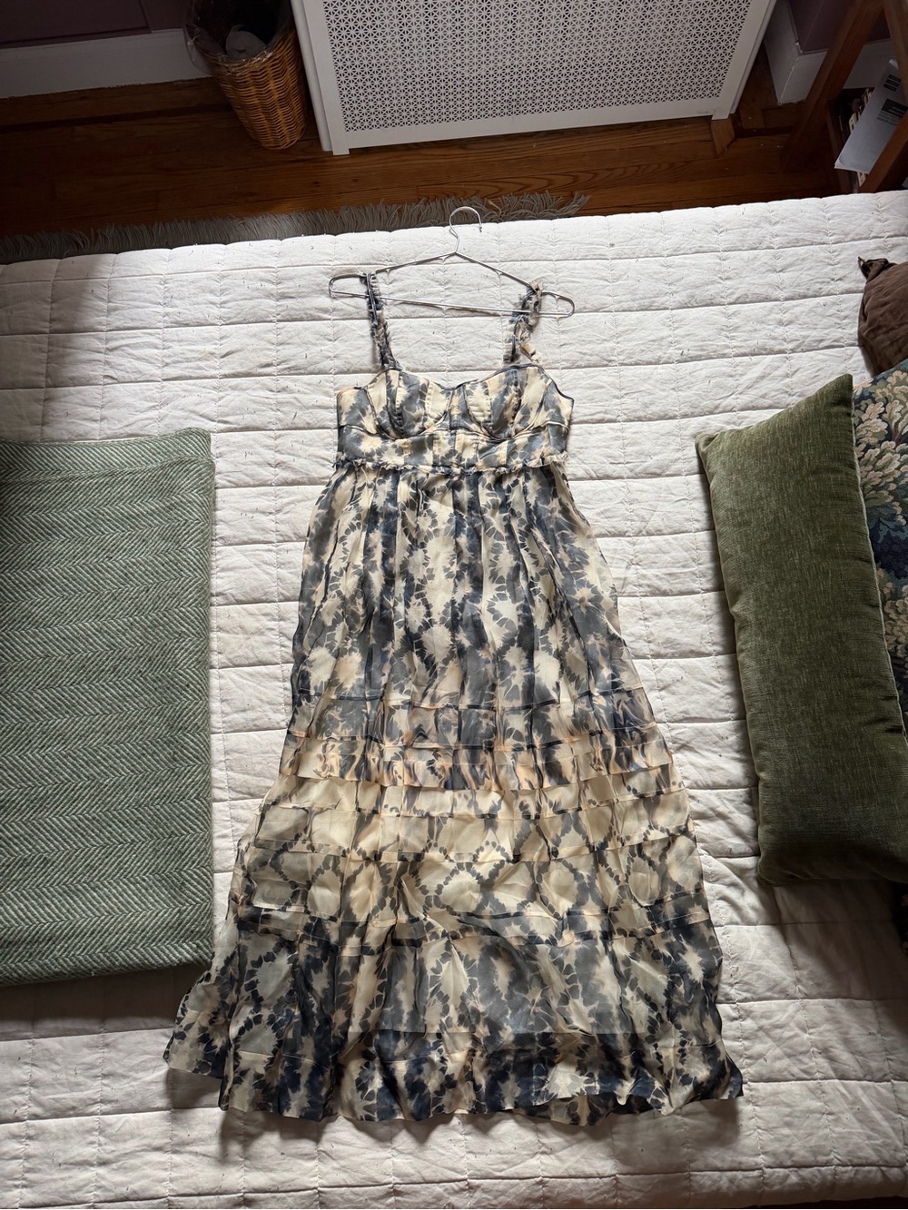 ULLA JOHNSON dye-pattern silk dress with balconette detail